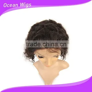 Human Hair Front Lace Wig, Deep Wave,10", Natural Color thumbnail-4