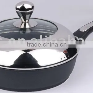 24cm Die Cast Aluminium Deep Fry Pan With Semi S/S-glass Lid thumbnail-1