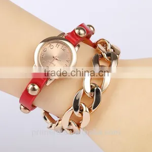 Women Steel Crude Chain Rivet Wrist Quartz Watch Bracelet thumbnail-3