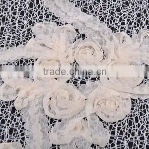 Superior Quality Netting Bottom Chiffon Ribbon Flower Embroidery Lace thumbnail-4
