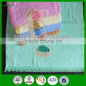 China Manufacturer 100% Cotton Fashion Solid Color Lace Bath Towel Set thumbnail-3