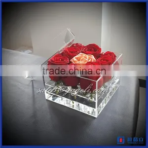Wholesale Clear Acrylic Flowers Box Cut Hat Rose Box for Flower Packaging Box thumbnail-1