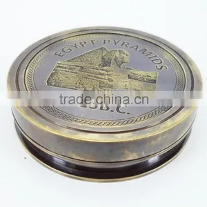Egypt Pyramids Old Brass Sundial Compass Antique Nautical Vintage Collectibles 13239 thumbnail-4