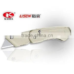 Tool Cutter Trapezoid Blade Zinc Alloy Folding Lock Back Pocket Utility Knife thumbnail-1