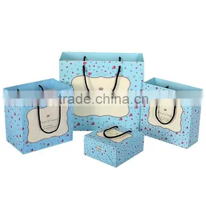 Cream and Sky Blue Paper Bag Paper Bag Gift Bag Shopping Paper Bag High Quality Customized Print Your Logo thumbnail-1