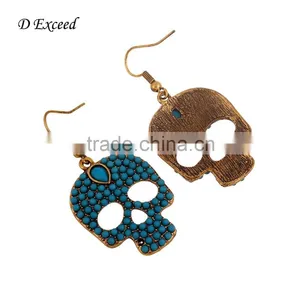Wholesale Jewelry Fashion Designs Ladies/Women's Ethnic Bohemian Skull Green Beaded Earrings Dangle Earrings thumbnail-3