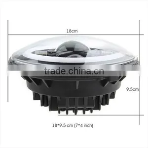 97-15 7" Inch 80W LED Headlights With Halo Angle Eyes For Jeep Wrangler JK TJ LJ thumbnail-6