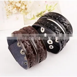 2016 Hot-selling Unisex Punk Style Vintage Leather Bracelet thumbnail-1