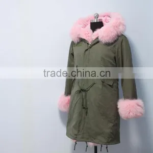 PC09 Army Green Women Long Style Parka Jacket thumbnail-3
