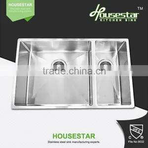 71544-3 New Product High Quality Undermount Double Bowl Handmade Stainless Steel Kitchen Wash Sink thumbnail-1
