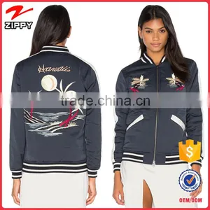 Hot Sell Ladies Apparel Custom Embroidered Bomber Jackets Fashion Apparel Factory China Most Popular Supplier's thumbnail-1