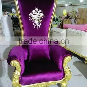 Wholesale Hotel Antique Wooden Throne High Back Chair, Luxury Royal Chair thumbnail-1