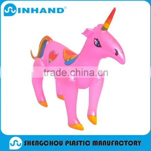 Animal PVC Toys Inflatable Pink Unicorn thumbnail-1
