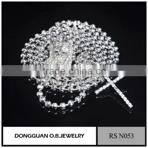 2016 Hot Sale Fashion Jesus Jewelry White Gold Cross Pendant Necklace for Men and Women thumbnail-1