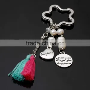Wholesale 2016 IN STOCK Fashion Daughter Heart Charm Pendant Keyring Keychain Key Ring Chain thumbnail-1