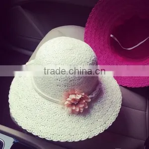 2016 Wholesale Ladies Latest Flower Sun Hat Made in China Handmade Cheaper Original Raffia Straw Hat thumbnail-3