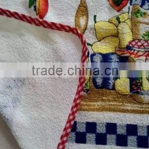 Red Check Border Roll Cotton Waist Kitchen Apron With Pigment Printing thumbnail-3