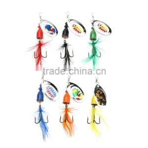 6Pcs 7cm 4g Hard Fishing Lures Spoon Noise Sequin Paillette Baits With Feather Treble Hook Set Tackle thumbnail-2