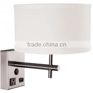 Simple Hotel Wall Lamp in Brushed Nickel Finish With Fabric Shade From Zhongshan Kawell Lighting thumbnail-2