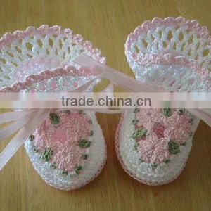 2015 New Season 100%cotton Handmade Crochet Booties Baby Newborn Wholesale Shoe 3D Socks thumbnail-1