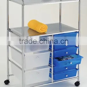 9 Drawer Transparent Blue Rolling Storage Cart Furniture Office Clear Plastic Box thumbnail-1