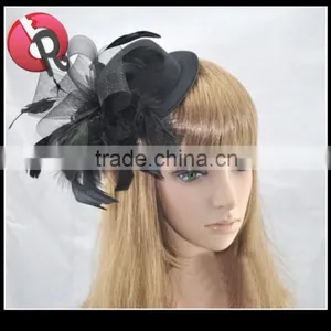 Lady Hard Handmade Fascinator Mini Bowler Hat With Feather thumbnail-1