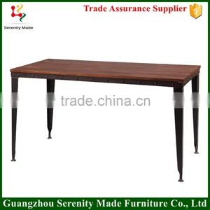 2016 China Furniture Wooden Top Morden Dining Room Table With Iron Legs thumbnail-1