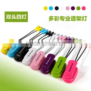Rechargeable LED Travel Light Gooseneck 4 LED Flexible Eye Care Dimmable Clip LED Book Lamp Dual Head thumbnail-2