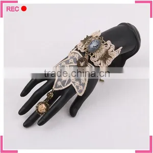 Finger Chain Ring Bracelet for Party, Vintage Style Bracelet Attached Ring thumbnail-1