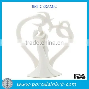 Romantic Heart White Porcelain Wedding Cake Topper thumbnail-1