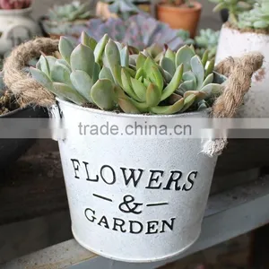 Galvanized Flower Pot With Jute Handle Galvanized | Galvanized Garden Pot And Planters thumbnail-3