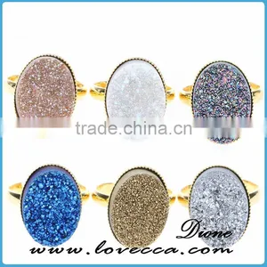 Fashion Gold Plated Geode Rings Natural Druzy Ring thumbnail-1