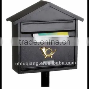 FQ-102 Modern Outdoor Cast Iron Mailbox Metal Steel Mailbox Iron Letterbox With 3 Colors Can Stand on Ground thumbnail-1