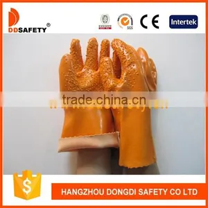 DDSAFETY PVC Gloves Orange PVC With Rough Chip Finished Gloves Safety Gloves thumbnail-1