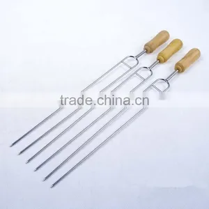 6pcs Stainless Steel/Inox BBQ Skewers With Wood Handle thumbnail-2