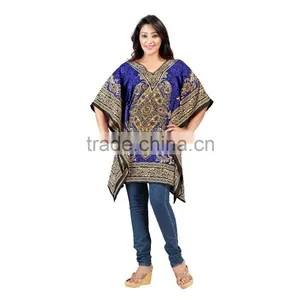 Floral Print 100% Silk CDC Corded V Neck Y Line Casual Kaftan Dress thumbnail-1