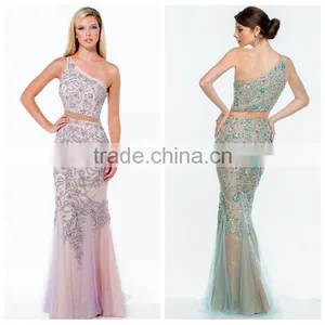 2015 Sexy Beaded Evening One Shoulder Prom Dress Pattern thumbnail-1