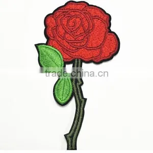 Factory Price Iron on Embroidery Patch Red Flower Embroidery Patch for Cloth thumbnail-2