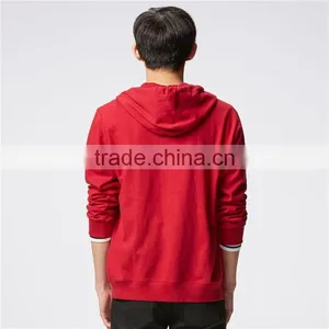 Men Red Sweat Lightweight Full Zip Men Stylish Hoodie Wholesale thumbnail-3