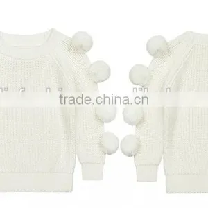 Cute Design Crew Neck 7GG Cotton Children Pompom Sweater thumbnail-1
