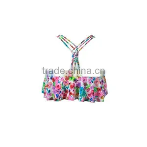 Flora Print Swimsuits,strappy Back Flounce Top With Cheeky Bottom thumbnail-5