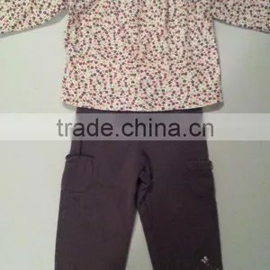 Girls Baby Toddler Flowered Shirt and Brown Pants Manufactuer thumbnail-1