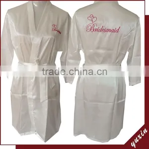 Factory Direct Supply Solid Color Bath Robe Plain Satin Cheap Wedding Robe SR002 thumbnail-1