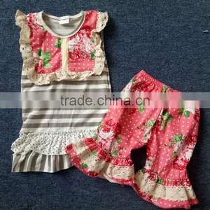 Hot Sale Dress 2pcs Outfit Wholesale Pernickety Christmas Children Girls Ruffle Outfit thumbnail-1