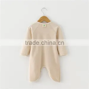 Wholesale 100% Organic Cotton Baby Clothes Newborn Romper Long Sleeves Plain Blank Baby Bodysuit thumbnail-4
