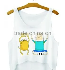 Ladies Plain Cotton Crop Top White Singlet thumbnail-1