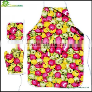 Wholesale Cotton Kids Cooking Apron Set Kitchen Sets Apron Oven Mitt Pot Holder thumbnail-2