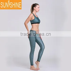 Custom Design Sports Set Of Custom Ladies Bra And Pants Fish Scale Yoga Wear thumbnail-3