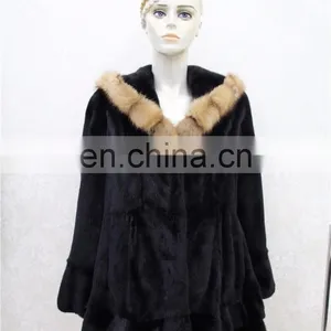 80cm Import Mink Fur Coat Parka Dyed Real Mink Fur Jacket With Hood thumbnail-2