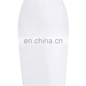 Kate Kasin Occident Women's OL High Stretchy Hips-Wrapped Split Back Short White Pencil Skirt 24" KK000273-2 thumbnail-4